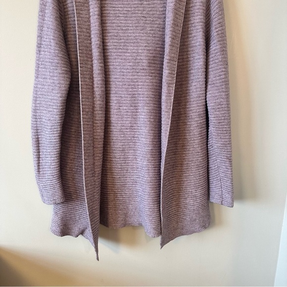 Sioni-Ribbed Open Light Purple Hooded Cardigan (Size:Medium) - Picture 7 of 9